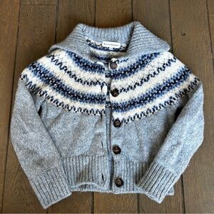 White + Warren Plush Alpaca Blend Fair Isle Button Cardigan Size XS Made in Peru